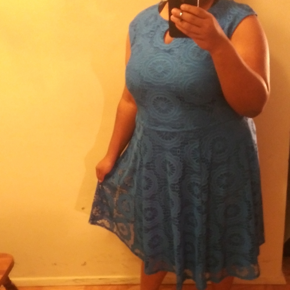Blue lacey knee length dress 18W